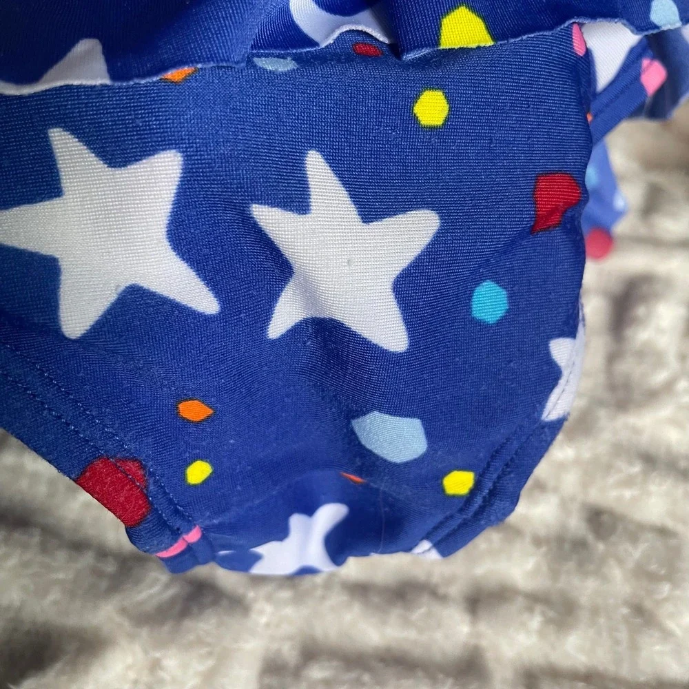 Cat & Jack 2T Swimsuit Two‎ Piece Skirted Stars Polka Dots Blue Girl's Swim Set